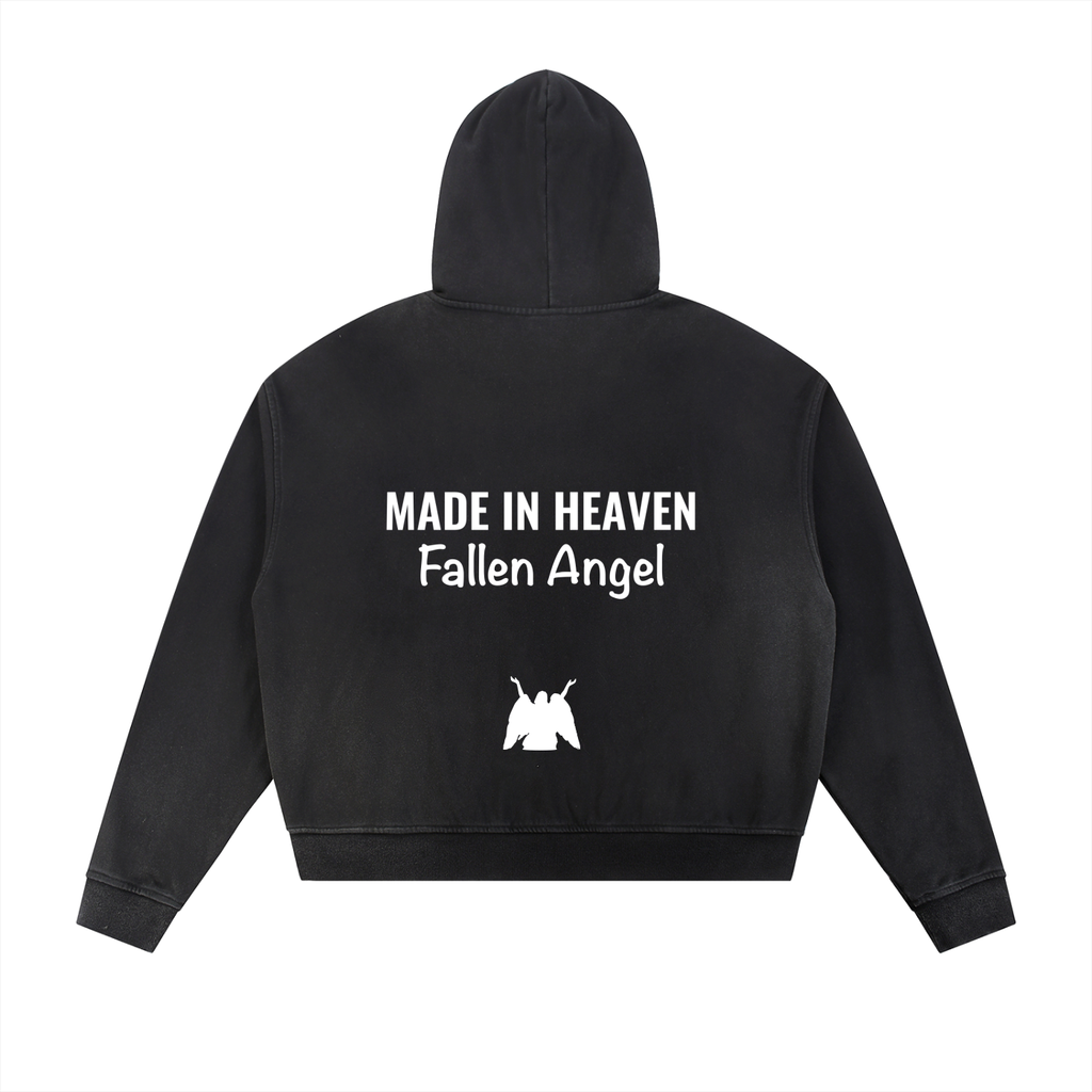 Sun Fade Frayed Raw Edge Fleece Zip Hoodie