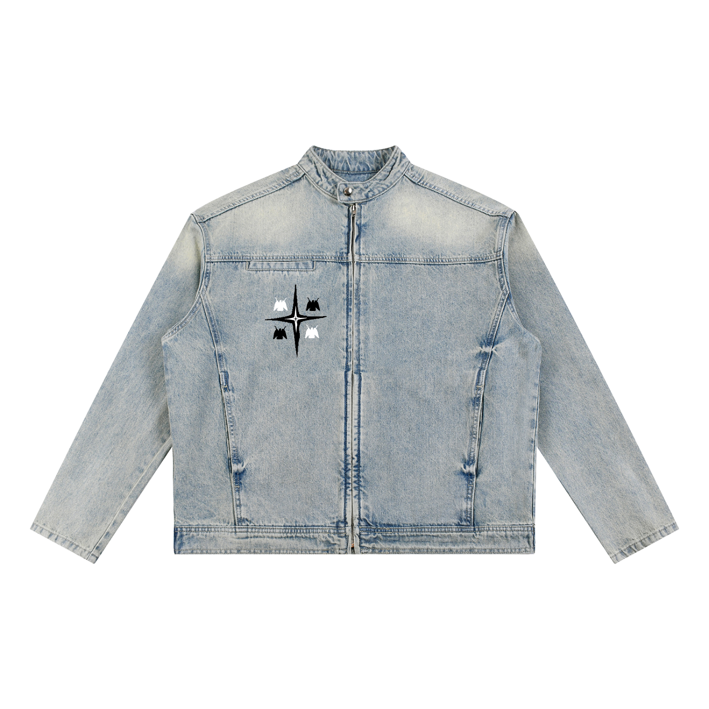 Vintage Wash Zip Denim Jacket
