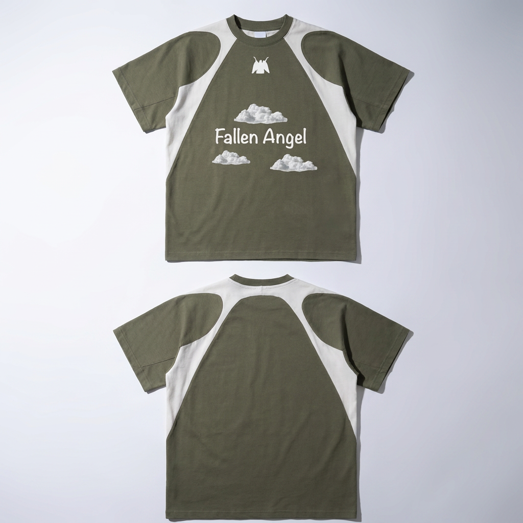 Contrast Panel Cotton T-Shirt