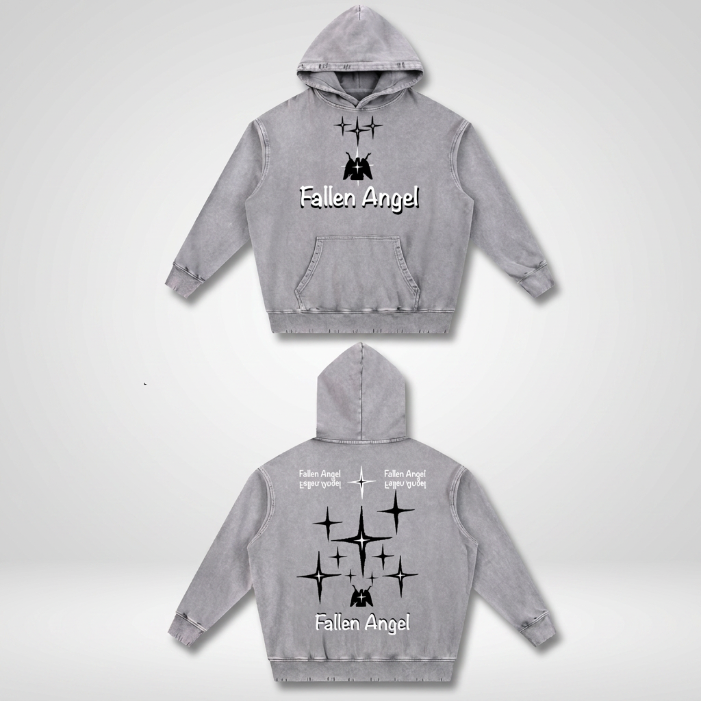 Snow Wash Hand-Frayed Heavyweight  Hoodie