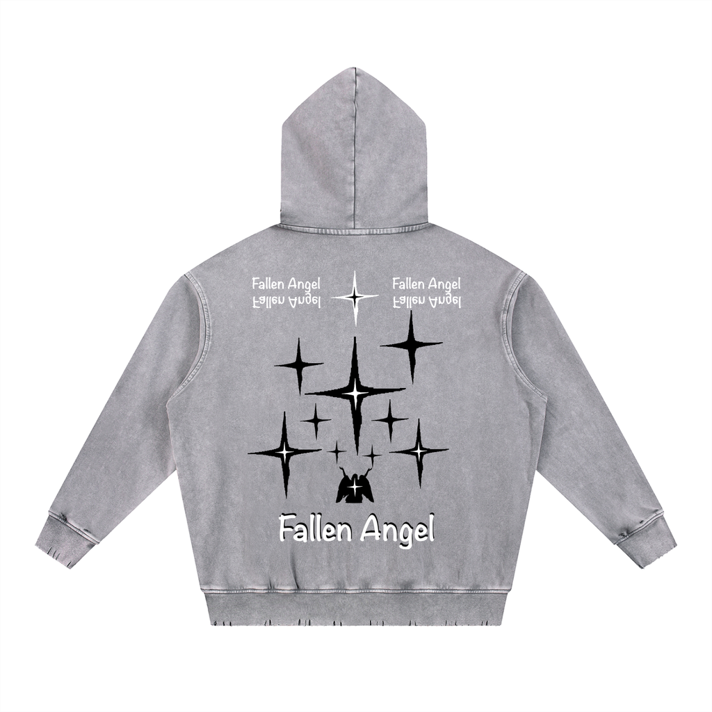 Snow Wash Hand-Frayed Heavyweight  Hoodie
